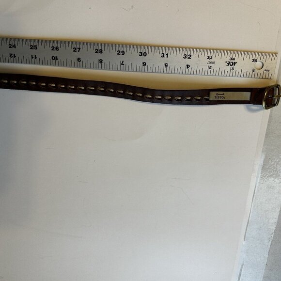 Fossil Brown Leather Belt Boho Bohemian Thin Narrow Womens Large Belts - Picture 8 of 10